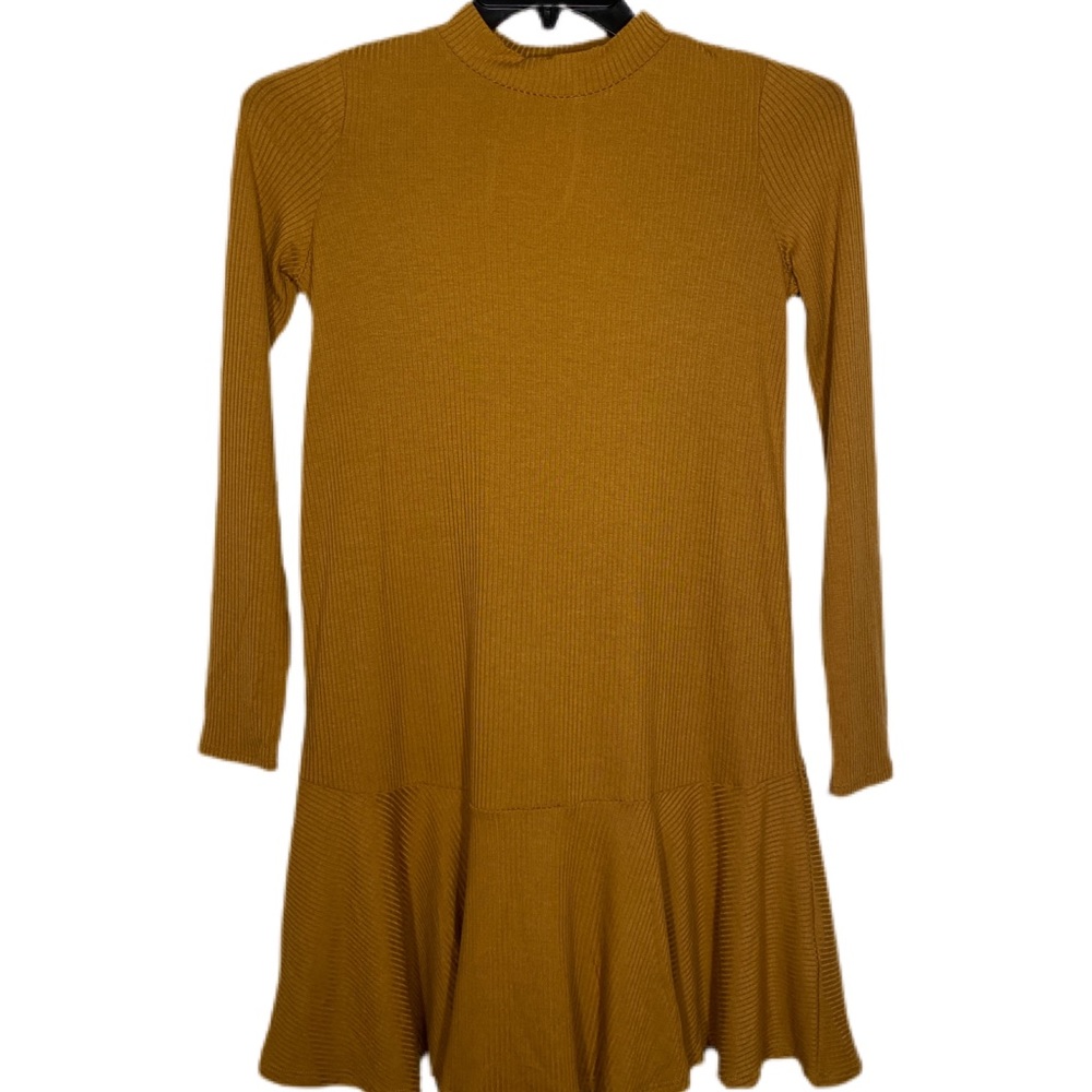Love Fire Ribbed Swing Mustard Dress